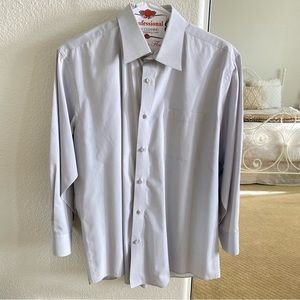 Men's Gray Modena Collared Dress Shirt Size Reg 17, 32/33